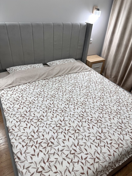 Комплект постельного белья Листочки фланель двуспальный капучино F0348 фото