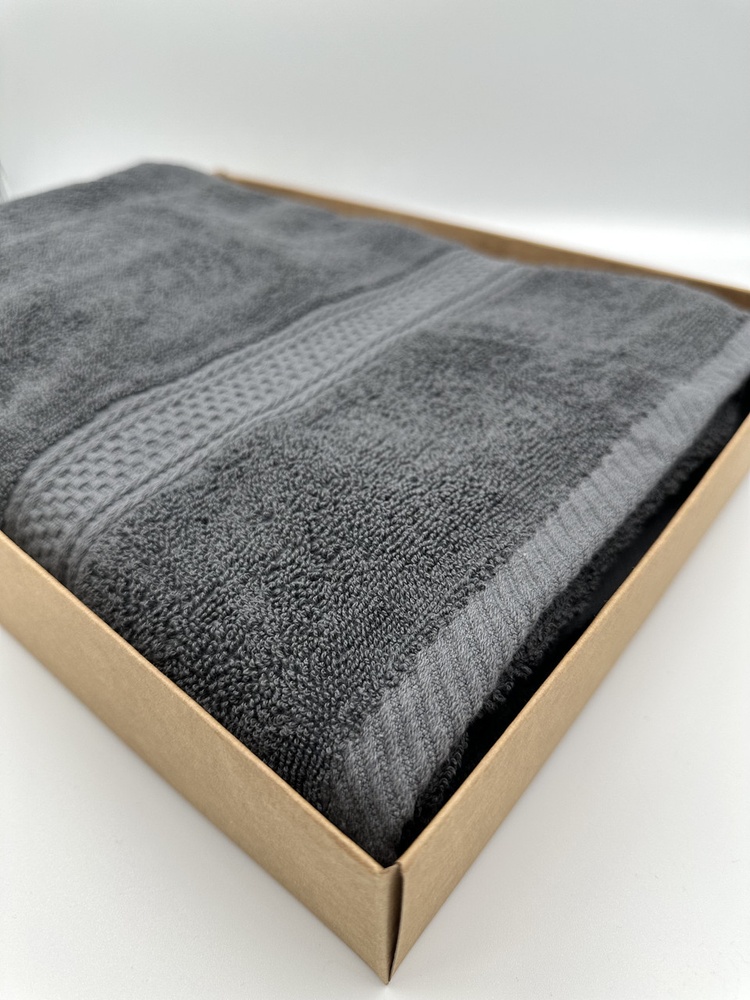 Подарочное банное махровое полотенце Utopia 140х70 см серое F0199 фото