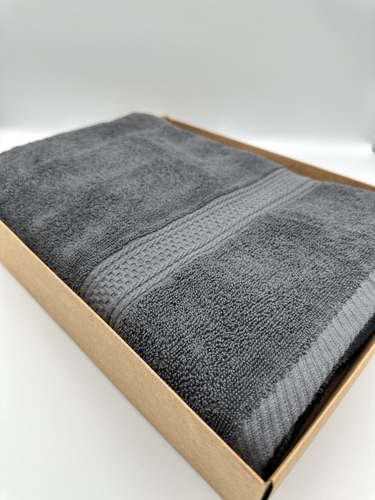 Подарочное банное махровое полотенце Utopia 140х70 см серое F0199 фото