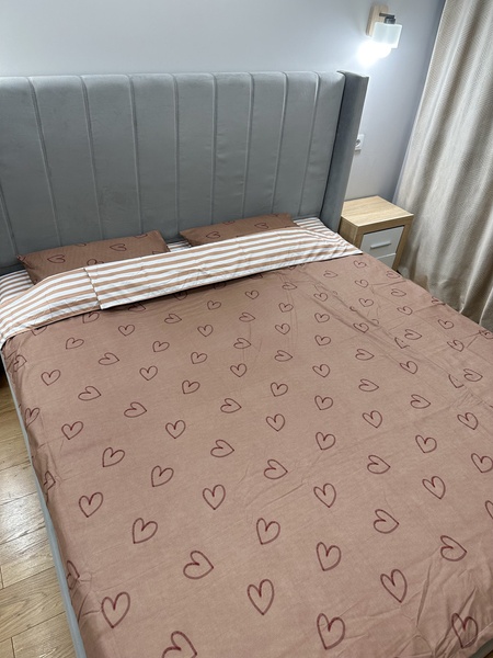 Комплект постельного белья Сердца фланель семейный капучино F0350 фото