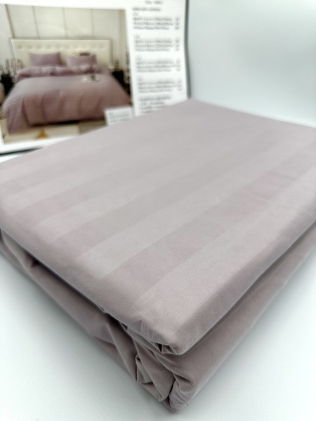 Комплект постельного белья Сатин в полоску полуторка фиолетовый F0351 фото
