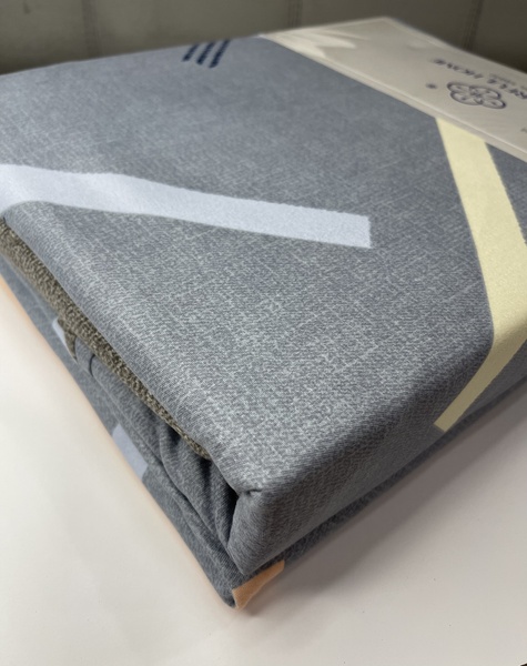 Комплект постельного белья евро фланель с полосками светло-серый F0002 фото