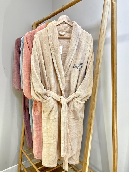 Жіночий банний халат Cutie пісочний F0153 фото