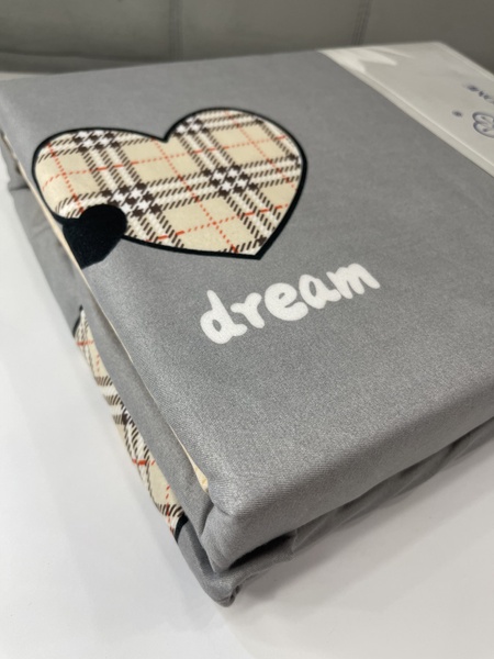 Комплект постельного белья евро фланель с сердечками светло-серый F0003 фото