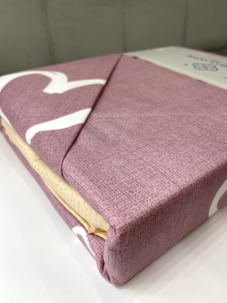 Комплект постільної білизни євро фланель з серцем рожевий F0004 фото