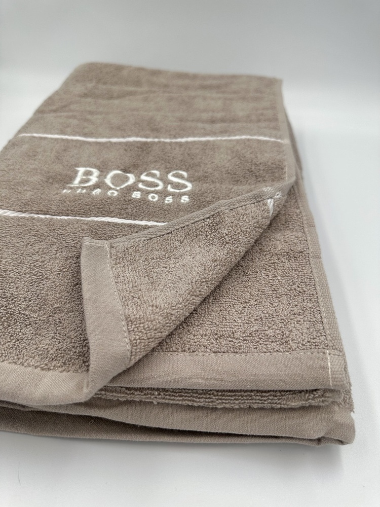 Махровое полотенце Hugo Boss сауна 160х80 см бежевое F0354 фото