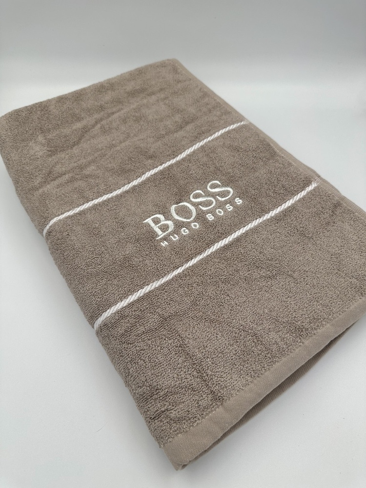 Махровий рушник Hugo Boss сауна 160х80 см бежевий F0354 фото