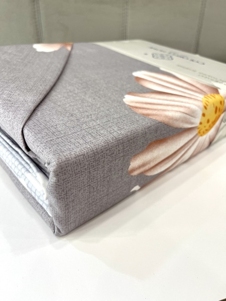 Комплект постельного белья евро фланель с цветами сереневый F0005 фото