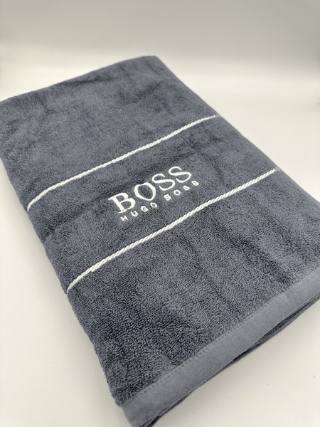 Махровое полотенце Hugo Boss сауна 160х80 см серо-синее F0356 фото