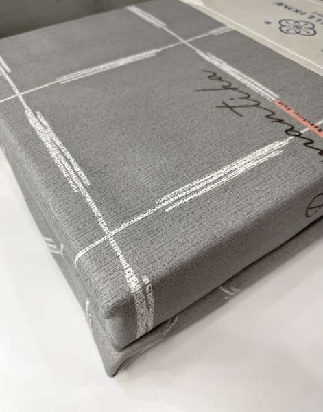 Комплект постельного белья евро фланель в клеточку светло-серый F0007 фото
