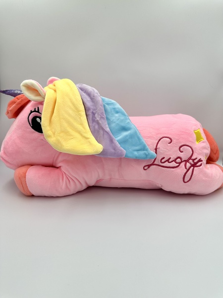 Мягкая игрушка с пледом Единорог розовый F0367 фото