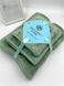 Подарочный набор банных полотенец из микрофибры Сердечки зеленый F0418 фото 1