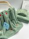 Подарочный набор банных полотенец из микрофибры Сердечки зеленый F0418 фото 3