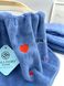 Подарочный набор банных полотенец из микрофибры Сердечки синий F0419 фото 5