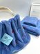 Подарочный набор банных полотенец из микрофибры Сердечки синий F0419 фото 3