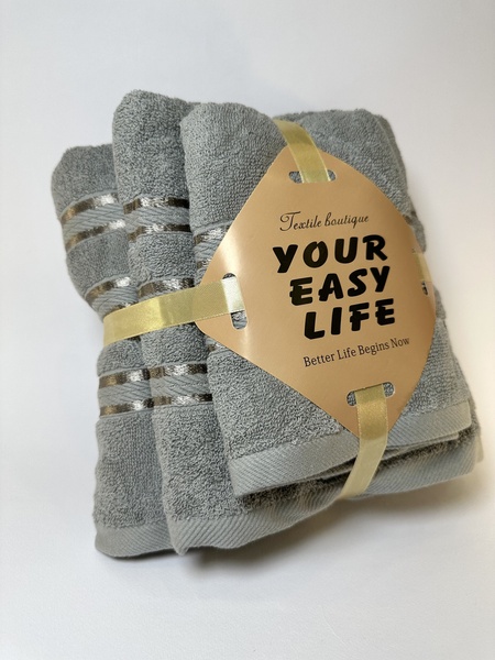 Подарунковий набір банних махрових рушників Your Easy Life сірий F0124 фото