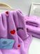 Подарочный набор банных полотенец из микрофибры Сердечки фиолетовый F0421 фото 6