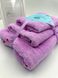 Подарочный набор банных полотенец из микрофибры Сердечки фиолетовый F0421 фото 2