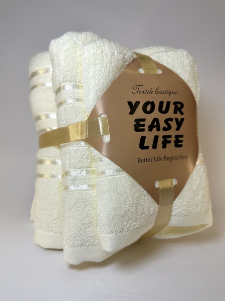 Подарунковий набір банних махрових рушників Your Easy Life молочний F0126 фото