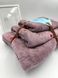 Подарочный набор банных полотенец из микрофибры Сердечки капучино F0423 фото 2
