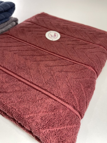 Махровое полотенце сауна Зигзаг 160х90 см красное F0080 фото