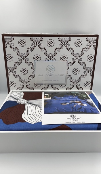 Комплект постельного белья Premium сатин евро синий F0181 фото