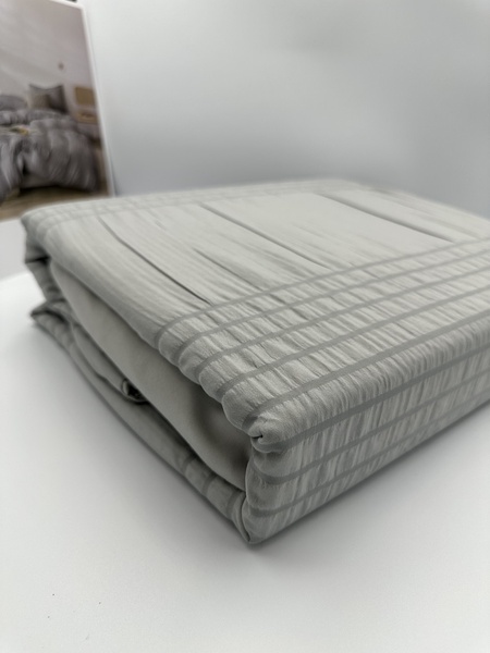 Комплект постельного белья Сатин жатка евро серый F0184 фото