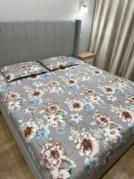 Комплект Летнее одеяло с наволочками Поляна цветов 200x230 см серый F0237 фото