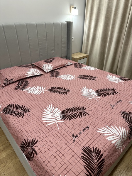 Комплект Летнее одеяло с наволочками Пальмовый листок 200x230 см розовый F0238 фото